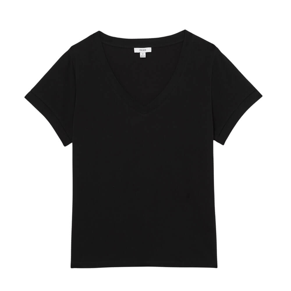 REISS Luna Brushed-Cotton V-Neck T-Shirt